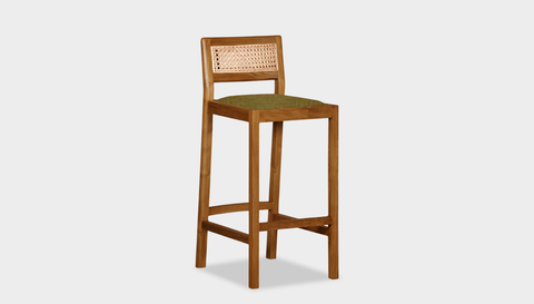 reddie-raw stool COUNTER 42W x 47D x 90 H (65H seat) / Wood Teak~Natural / Fabric~Vienna Moss Rita Bar Stool
