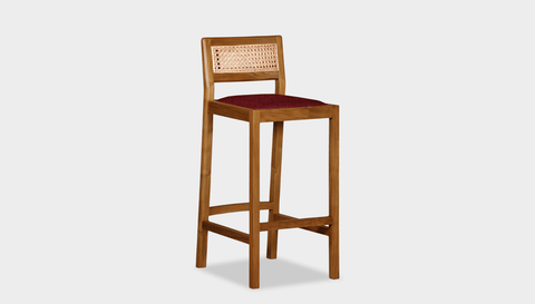reddie-raw stool COUNTER 42W x 47D x 90 H (65H seat) / Wood Teak~Natural / Fabric~Vienna Ruby Rita Bar Stool