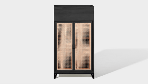 reddie-raw storage cupboard 60W x 45D x 110H *cm (with planter box) / Wood Teak~Black / Metal~Black NCW Storage Wood Unit with and without planter