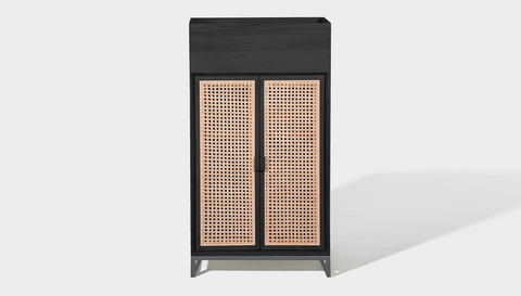 reddie-raw storage cupboard 60W x 45D x 110H *cm (with planter box) / Wood Teak~Black / Metal~Grey NCW Storage Wood Unit with and without planter