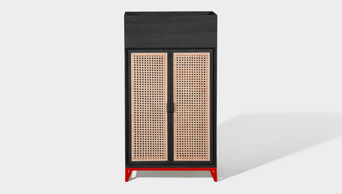 reddie-raw storage cupboard 60W x 45D x 110H *cm (with planter box) / Wood Teak~Black / Metal~Red NCW Storage Wood Unit with and without planter