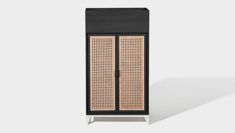 reddie-raw storage cupboard 60W x 45D x 110H *cm (with planter box) / Wood Teak~Black / Metal~White NCW Storage Wood Unit with and without planter