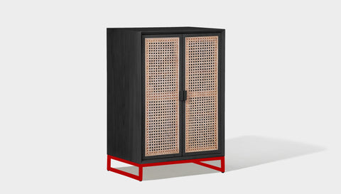 reddie-raw storage cupboard 60W x 45D x 90H *cm (no planter box) / Wood Teak~Black / Metal~Red NCW Storage Wood Unit with and without planter