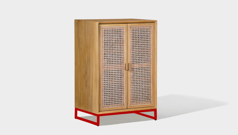 reddie-raw storage cupboard 60W x 45D x 90H *cm (no planter box) / Wood Teak~Oak / Metal~Red NCW Storage Wood Unit with and without planter