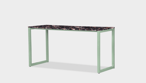 reddie-raw desk 150L x 35D x 75H *cm / Stone~Black Veined Marble / Metal~Mint Suzy Desk