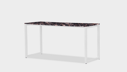 reddie-raw desk 150L x 35D x 75H *cm / Stone~Black Veined Marble / Metal~White Suzy Desk