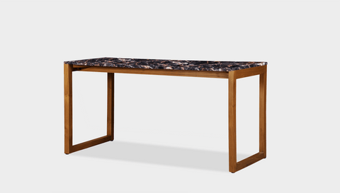 reddie-raw desk 150L x 35D x 75H *cm / Stone~Black Veined Marble / Wood Teak~Natural Suzy Desk