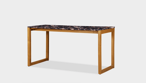 reddie-raw desk 150L x 35D x 75H *cm / Stone~Black Veined Marble / Wood Teak~Oak Suzy Desk