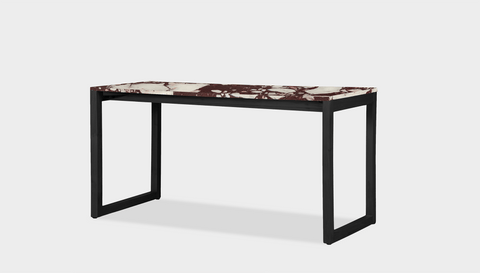 reddie-raw desk 150L x 35D x 75H *cm / Stone~Calacatta Viola / Wood Teak~Black Suzy Desk