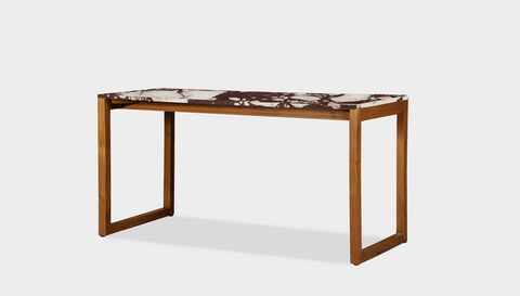 reddie-raw desk 150L x 35D x 75H *cm / Stone~Calacatta Viola / Wood Teak~Natural Suzy Desk