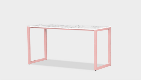 reddie-raw desk 150L x 35D x 75H *cm / Stone~White Veined Marble / Metal~Pink Suzy Desk