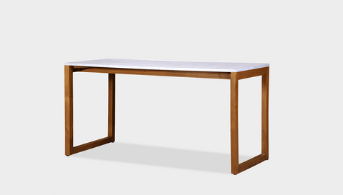 reddie-raw desk 150L x 35D x 75H *cm / Stone~White Veined Marble / Wood Teak~Natural Suzy Desk