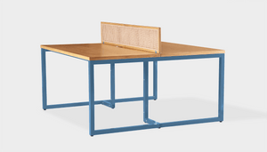 reddie-raw workstation 120W x 120D x 75H (+25H screen) *cm / Wood Veneer~Oak / Metal~Blue NCW Double Workstation Desk