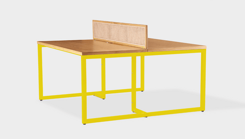 reddie-raw workstation 120W x 120D x 75H (+25H screen) *cm / Wood Veneer~Oak / Metal~Yellow NCW Double Workstation Desk