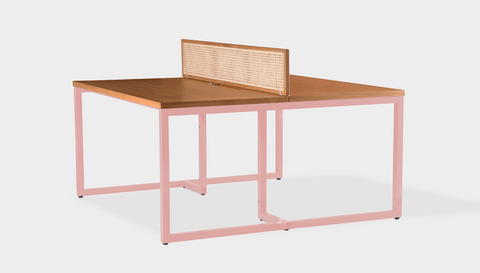 reddie-raw workstation 120W x 120D x 75H (+25H screen) *cm / Wood Veneer~Teak / Metal~Pink NCW Double Workstation Desk