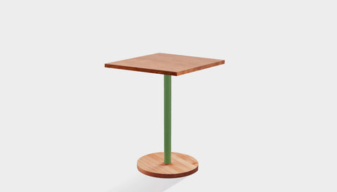 reddie square cafe/bar table 60 x 60 x 100H *cm (bar height) / Solid Reclaimed Wood Teak~Natural / Metal~Green Bob Pedestal Square Cafe & Bar Table  Square (2 heights)