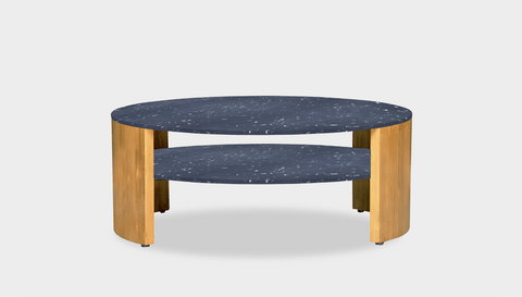 reddie-raw round side table 90dia x 35H *cm / Recycled bottle tops~Coal / Solid Reclaimed Wood~Teak Oak Andi Coffee Table Round- Recycled Bottle Tops