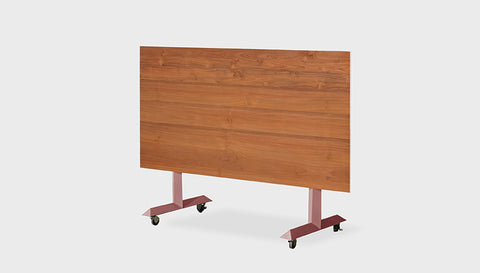 reddie-raw Folding Table 150L x 75D x 75H *cm / Solid Reclaimed Wood Teak~Natural / Metal~Pink Andi Flip Top Table