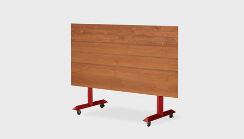 reddie-raw Folding Table 150L x 75D x 75H *cm / Solid Reclaimed Wood Teak~Natural / Metal~Red Andi Flip Top Table
