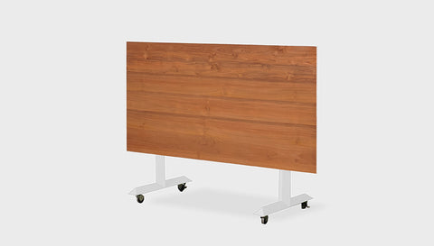 reddie-raw Folding Table 150L x 75D x 75H *cm / Solid Reclaimed Wood Teak~Natural / Metal~White Andi Flip Top Table