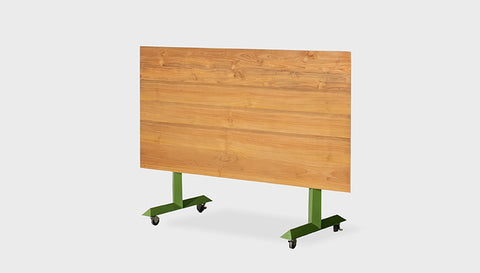 reddie-raw Folding Table 150L x 75D x 75H *cm / Solid Reclaimed Wood Teak~Oak / Metal~Green Andi Flip Top Table