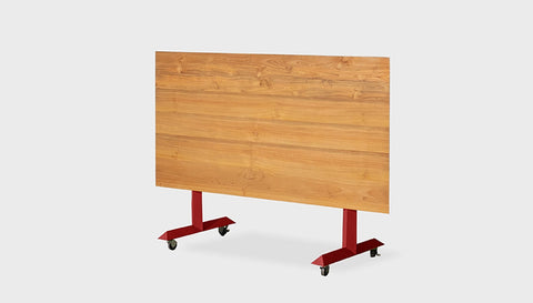 reddie-raw Folding Table 150L x 75D x 75H *cm / Solid Reclaimed Wood Teak~Oak / Metal~Red Andi Flip Top Table