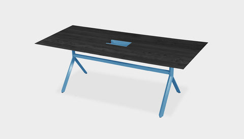 reddie-raw rectangular 160L x 90D x 75H *cm / Solid Reclaimed Wood Teak~Black / Metal~Blue Andi Meeting Table / Hot Desk