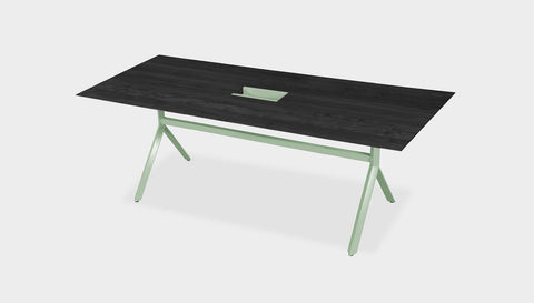 reddie-raw rectangular 160L x 90D x 75H *cm / Solid Reclaimed Wood Teak~Black / Metal~Mint Andi Meeting Table / Hot Desk