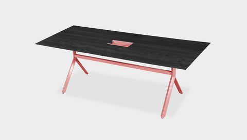 reddie-raw rectangular 160L x 90D x 75H *cm / Solid Reclaimed Wood Teak~Black / Metal~Pink Andi Meeting Table / Hot Desk