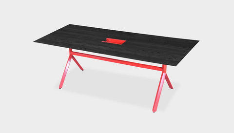 reddie-raw rectangular 160L x 90D x 75H *cm / Solid Reclaimed Wood Teak~Black / Metal~Red Andi Meeting Table / Hot Desk