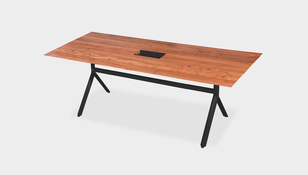 reddie-raw rectangular 160L x 90D x 75H *cm / Solid Reclaimed Wood Teak~Natural / Metal~Black Andi Meeting Table / Hot Desk