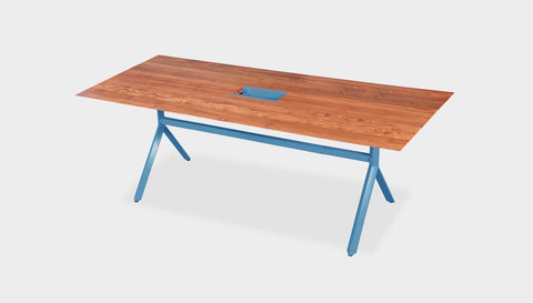 reddie-raw rectangular 160L x 90D x 75H *cm / Solid Reclaimed Wood Teak~Natural / Metal~Blue Andi Meeting Table / Hot Desk