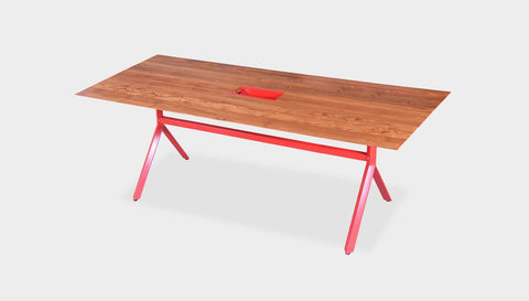 reddie-raw rectangular 160L x 90D x 75H *cm / Solid Reclaimed Wood Teak~Natural / Metal~Red Andi Meeting Table / Hot Desk