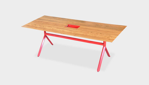 reddie-raw rectangular 160L x 90D x 75H *cm / Solid Reclaimed Wood Teak~Oak / Metal~Red Andi Meeting Table / Hot Desk