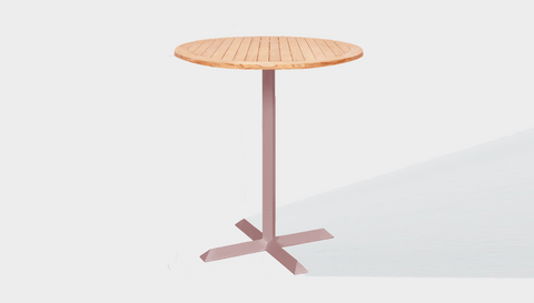 reddie-raw outdoor round dining table 60dia x 100H*cm / Solid Reclaimed Wood Teak~Natural / Metal~Pink Andi Outdoor Round Table
