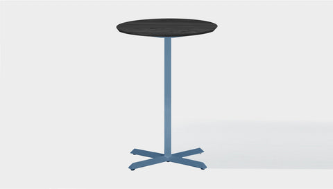 reddie-raw round 60dia x 100H *cm / Solid Reclaimed Wood Teak~Black / Metal~Blue Andi Pedestal Cafe & Bar Table (2 Heights)