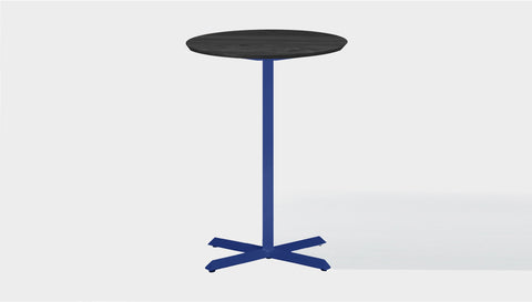 reddie-raw round 60dia x 100H *cm / Solid Reclaimed Wood Teak~Black / Metal~Navy Andi Pedestal Cafe & Bar Table (2 Heights)