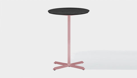 reddie-raw round 60dia x 100H *cm / Solid Reclaimed Wood Teak~Black / Metal~Pink Andi Pedestal Cafe & Bar Table (2 Heights)