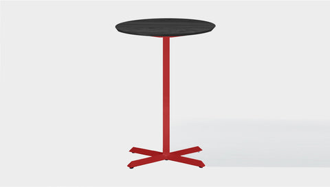 reddie-raw round 60dia x 100H *cm / Solid Reclaimed Wood Teak~Black / Metal~Red Andi Pedestal Cafe & Bar Table (2 Heights)