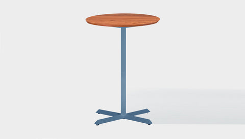 reddie-raw round 60dia x 100H *cm / Solid Reclaimed Wood Teak~Natural / Metal~Blue Andi Pedestal Cafe & Bar Table (2 Heights)
