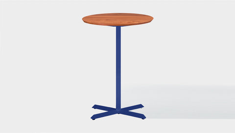 reddie-raw round 60dia x 100H *cm / Solid Reclaimed Wood Teak~Natural / Metal~Navy Andi Pedestal Cafe & Bar Table (2 Heights)
