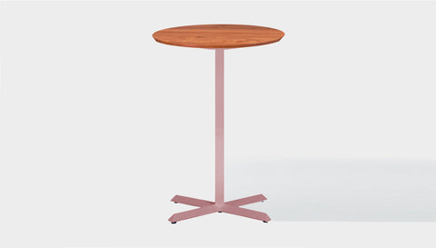 reddie-raw round 60dia x 100H *cm / Solid Reclaimed Wood Teak~Natural / Metal~Pink Andi Pedestal Cafe & Bar Table (2 Heights)