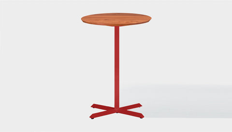 reddie-raw round 60dia x 100H *cm / Solid Reclaimed Wood Teak~Natural / Metal~Red Andi Pedestal Cafe & Bar Table (2 Heights)