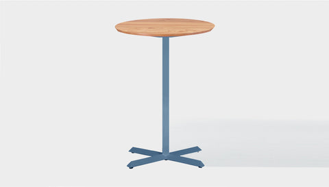 reddie-raw round 60dia x 100H *cm / Solid Reclaimed Wood Teak~Oak / Metal~Blue Andi Pedestal Cafe & Bar Table (2 Heights)