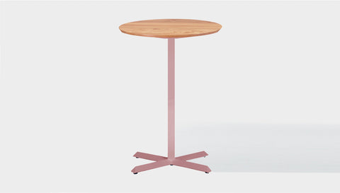 reddie-raw round 60dia x 100H *cm / Solid Reclaimed Wood Teak~Oak / Metal~Pink Andi Pedestal Cafe & Bar Table (2 Heights)