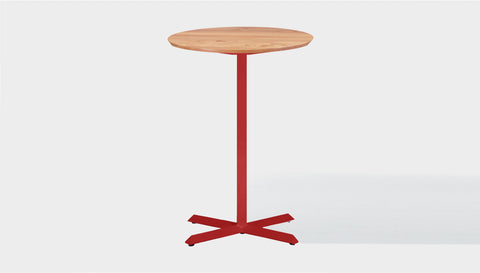 reddie-raw round 60dia x 100H *cm / Solid Reclaimed Wood Teak~Oak / Metal~Red Andi Pedestal Cafe & Bar Table (2 Heights)