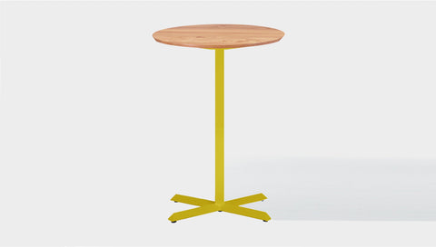 reddie-raw round 60dia x 100H *cm / Solid Reclaimed Wood Teak~Oak / Metal~Yellow Andi Pedestal Cafe & Bar Table (2 Heights)