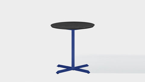 reddie-raw round 60dia x 75H *cm / Solid Reclaimed Wood Teak~Black / Metal~Blue Andi Pedestal Cafe & Bar Table (2 Heights)