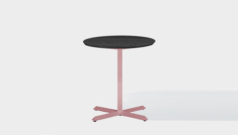 reddie-raw round 60dia x 75H *cm / Solid Reclaimed Wood Teak~Black / Metal~Pink Andi Pedestal Cafe & Bar Table (2 Heights)