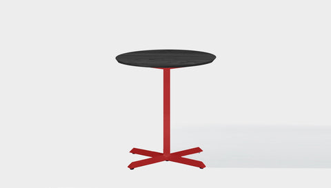 reddie-raw round 60dia x 75H *cm / Solid Reclaimed Wood Teak~Black / Metal~Red Andi Pedestal Cafe & Bar Table (2 Heights)